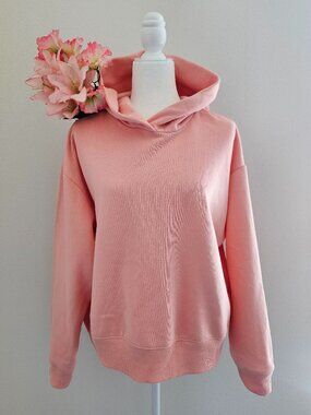 A New Day Peach Pink Hoodie Pullover Sweatshirt Size L Soft Cozy Casual